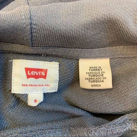 💥LEVI’S Gray logo drawstring pull over hoodie size small - Picture 5 of 9
